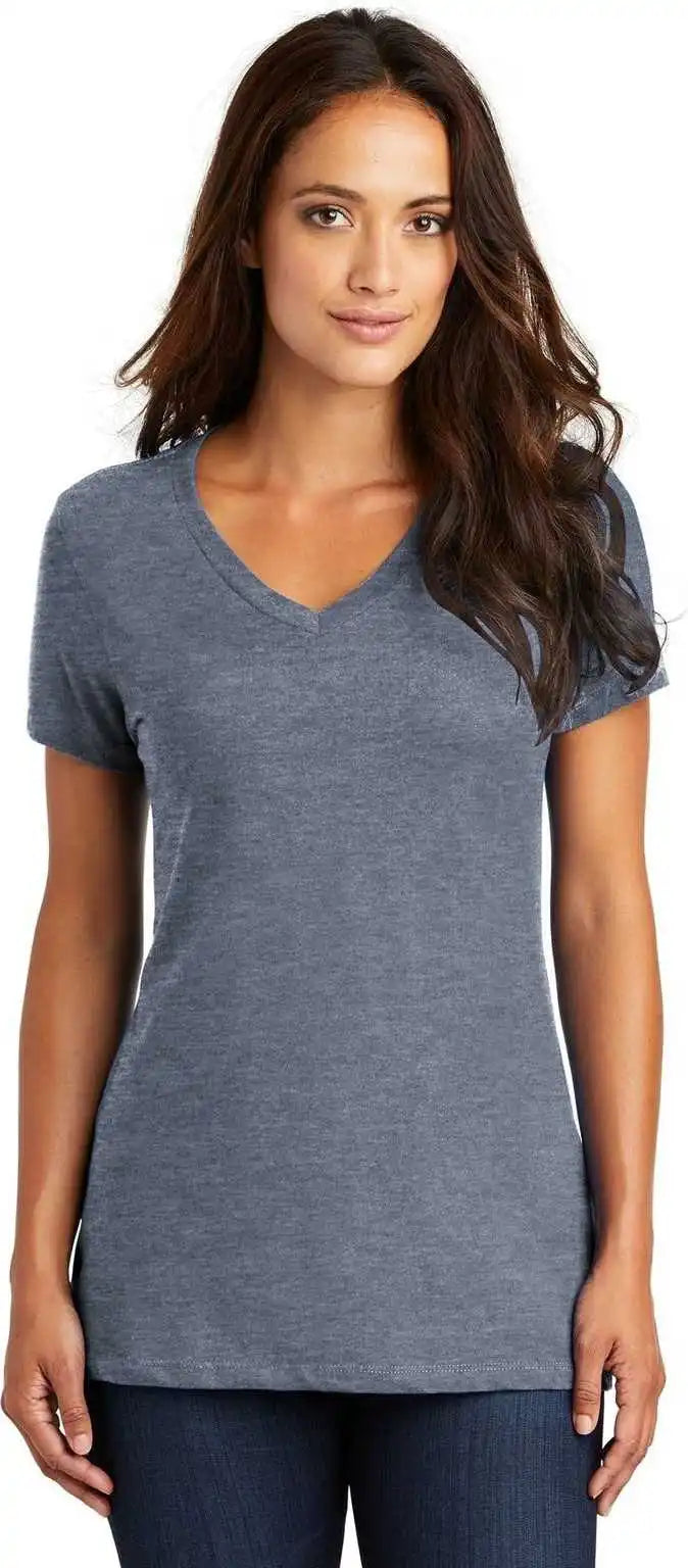 District Dm1170l Women’s Perfect Weight v Neck Tee Heathered Navy