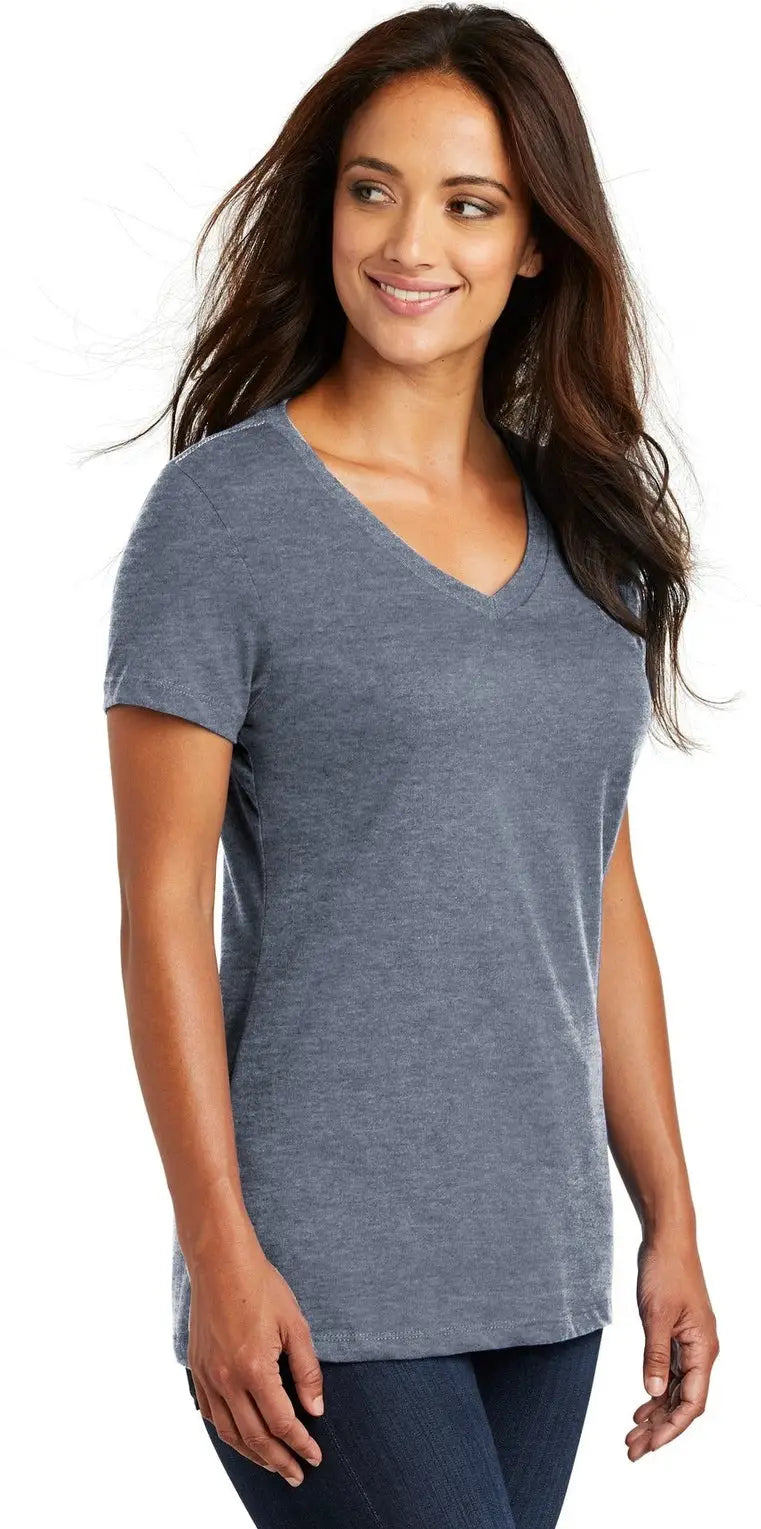 District Dm1170l Women’s Perfect Weight V-neck Tee - Heathered Navy