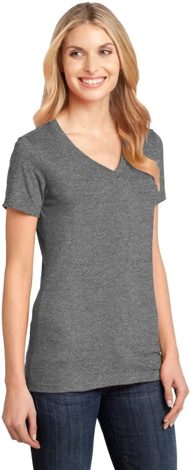 District Dm1170l Women’s Perfect Weight v Neck Tee Heathered Nickel