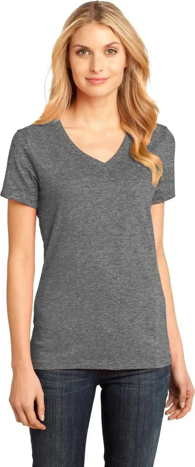 District Dm1170l Women’s Perfect Weight v Neck Tee Heathered Nickel