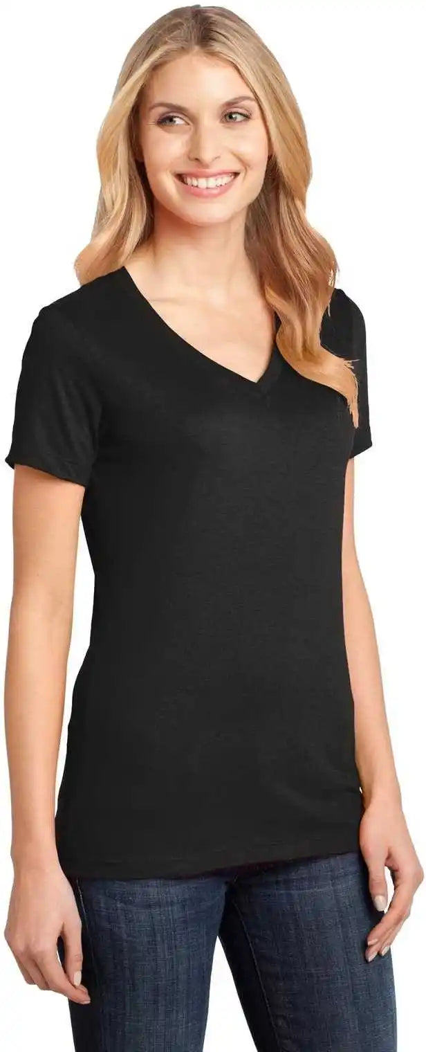District Dm1170l Women’s Perfect Weight v Neck Tee Jet Black