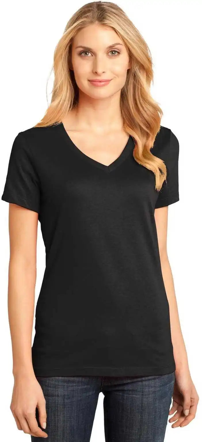 District Dm1170l Women’s Perfect Weight v Neck Tee Jet Black