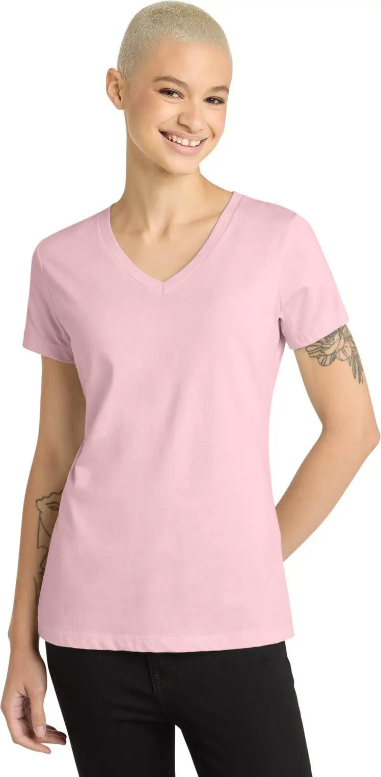 District Dm1170l Women’s Perfect Weight V-neck Tee - Light Pink - Ladies Xs