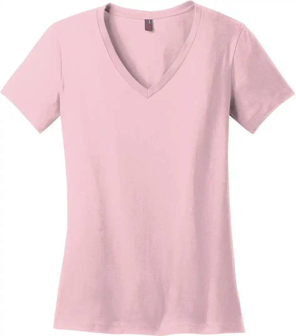 District Dm1170l Women’s Perfect Weight v Neck Tee Light Pink
