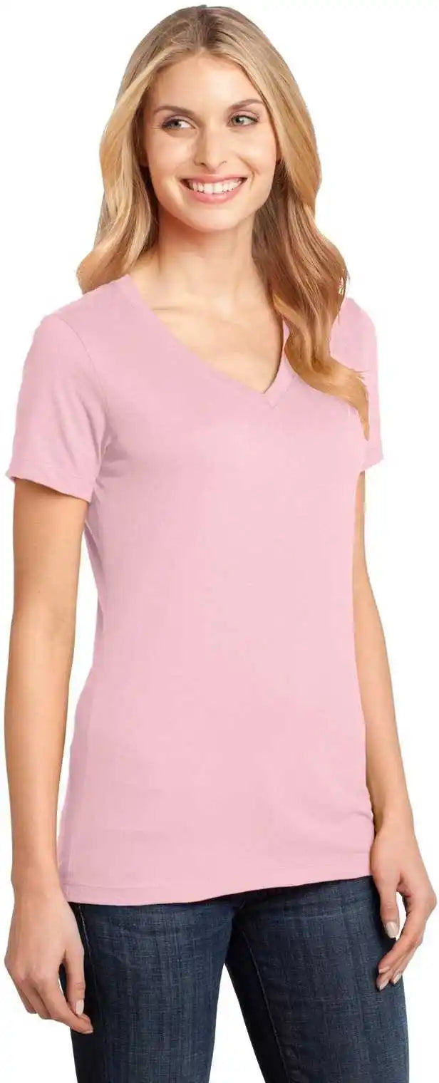 District Dm1170l Women’s Perfect Weight v Neck Tee Light Pink