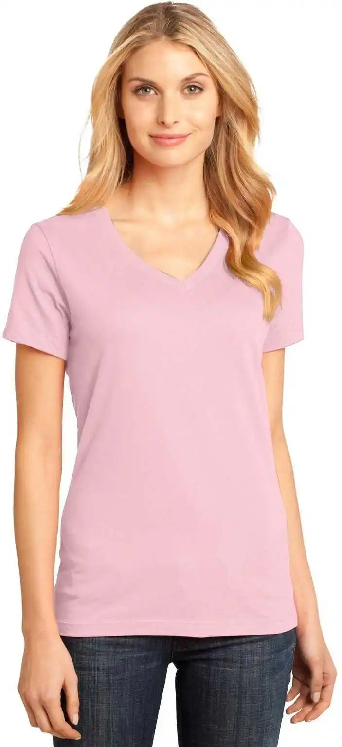 District Dm1170l Women’s Perfect Weight v Neck Tee Light Pink