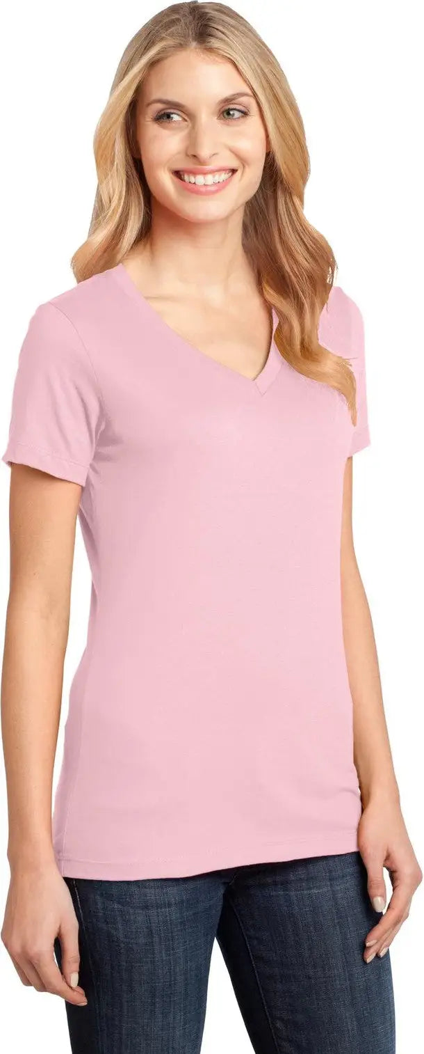 District Dm1170l Women’s Perfect Weight V-neck Tee - Light Pink