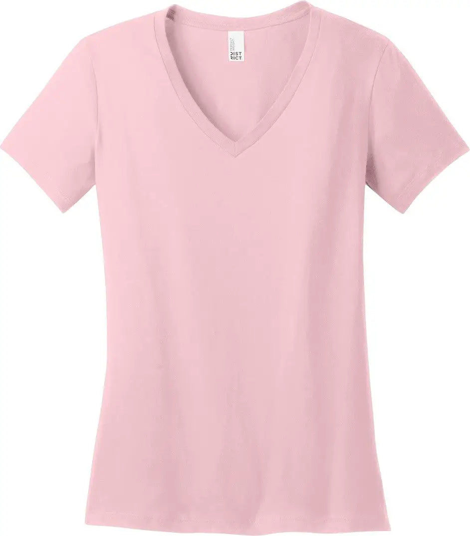 District Dm1170l Women’s Perfect Weight V-neck Tee - Light Pink