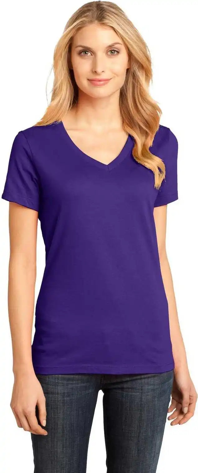 District Dm1170l Women’s Perfect Weight v Neck Tee Purple