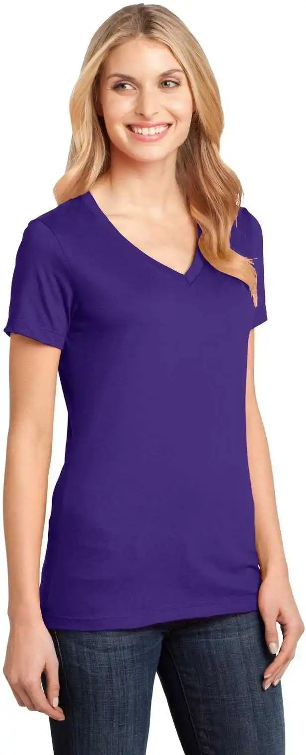 District Dm1170l Women’s Perfect Weight v Neck Tee Purple