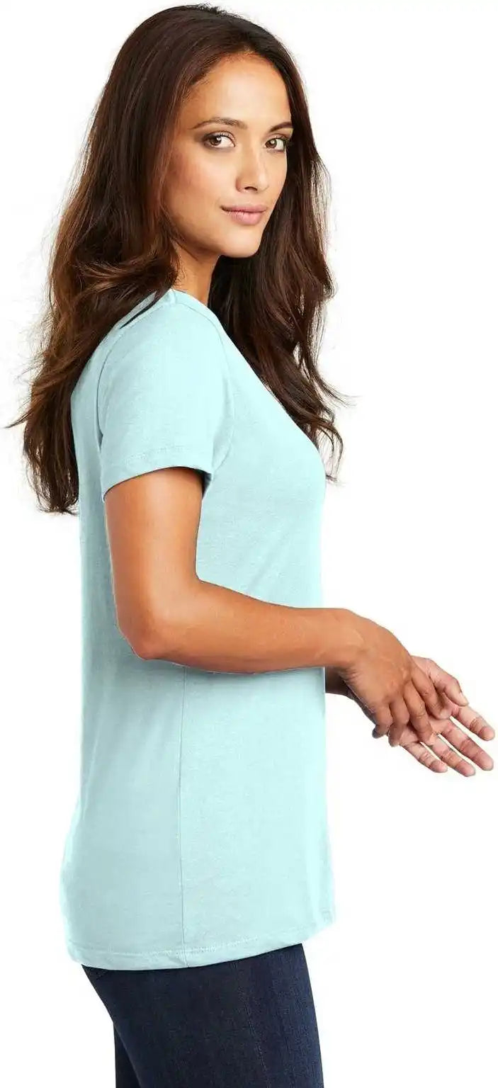District Dm1170l Women’s Perfect Weight V-neck Tee - Seaglass Blue