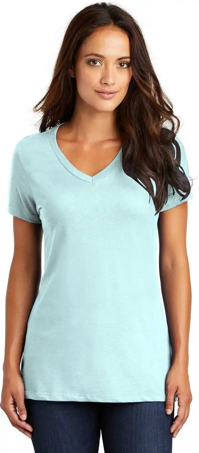 District Dm1170l Women’s Perfect Weight V-neck Tee - Seaglass Blue