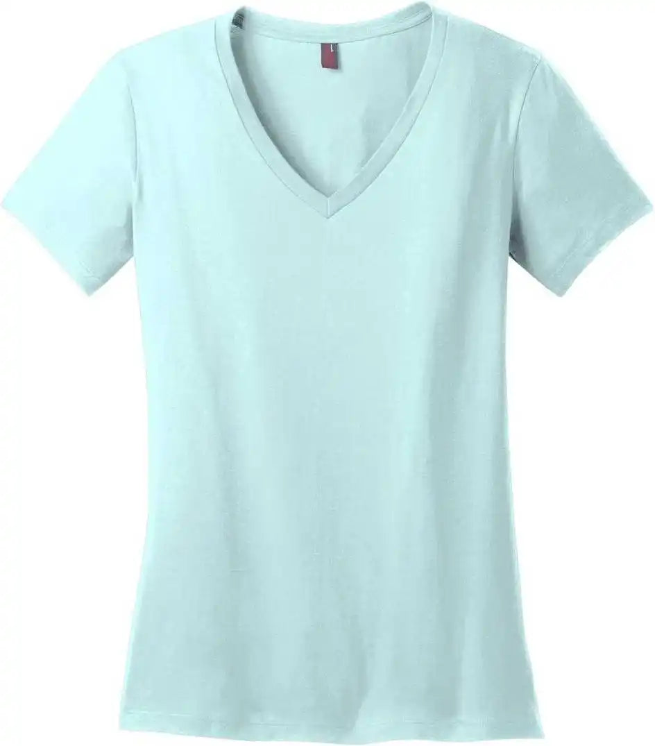 District Dm1170l Women’s Perfect Weight V-neck Tee - Seaglass Blue