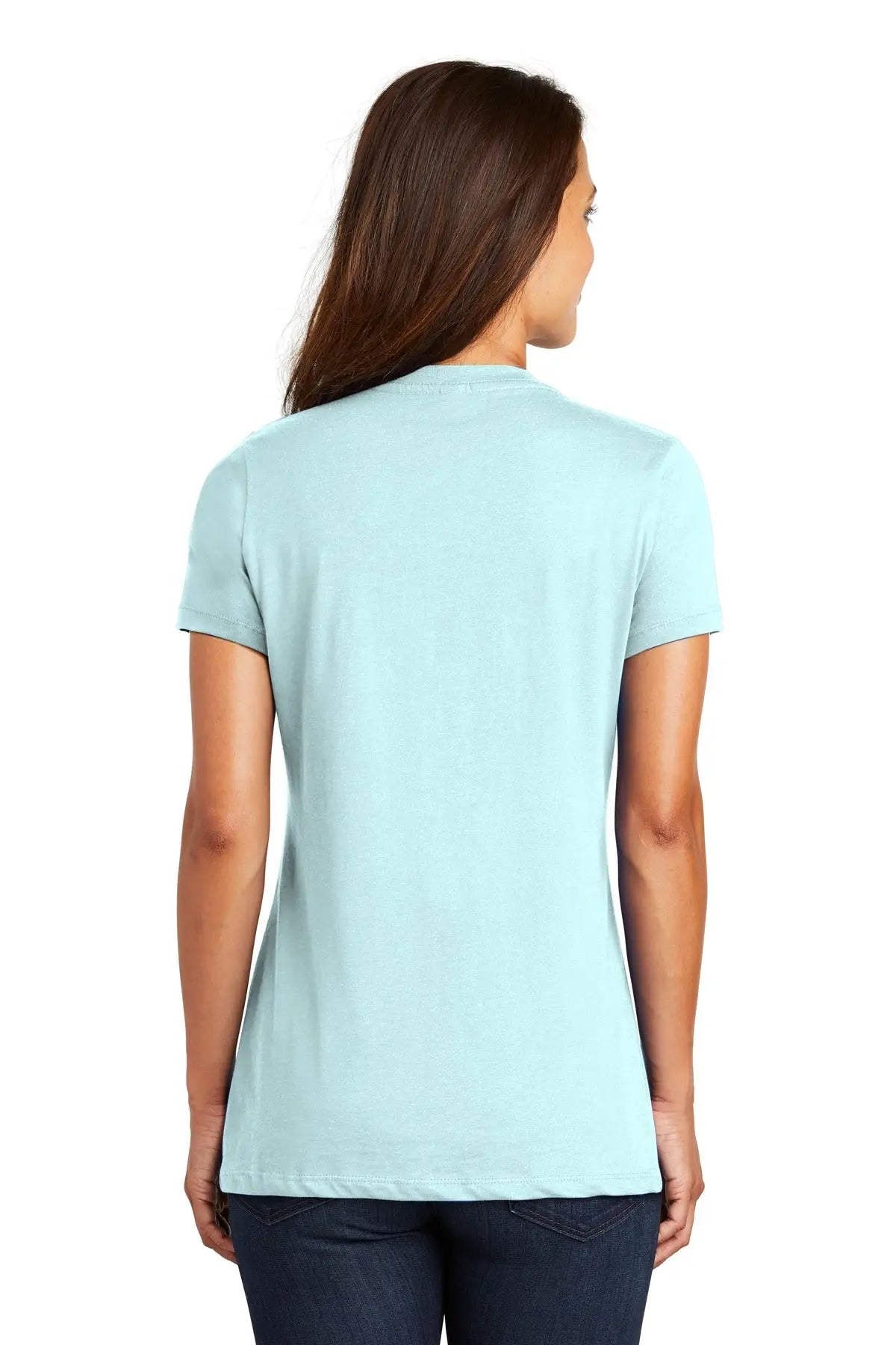 District Dm1170l Women’s Perfect Weight V-neck Tee - Seaglass Blue