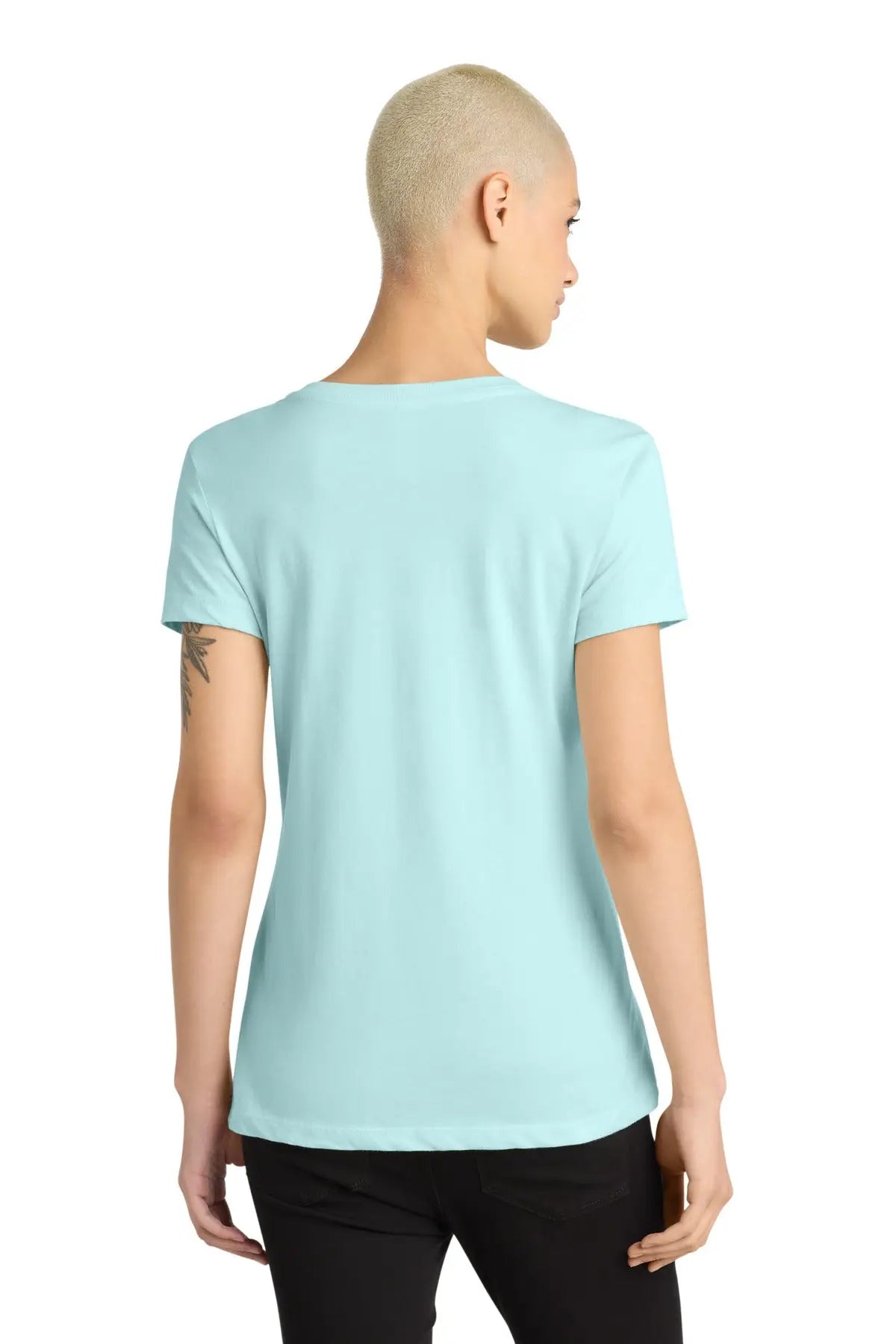District Dm1170l Women’s Perfect Weight V-neck Tee - Seaglass Blue