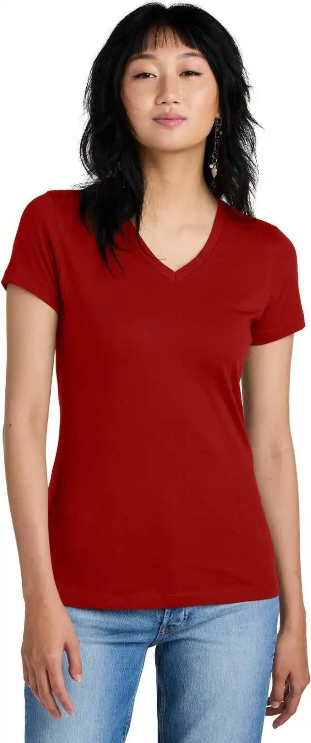 District Dm1170l Women’s Perfect Weight Vneck Tee - Classic Red