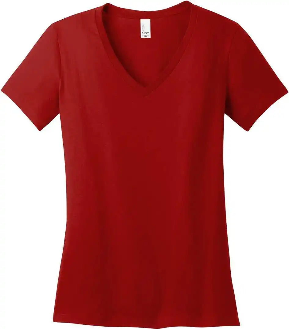 District Dm1170l Women’s Perfect Weight Vneck Tee - Classic Red