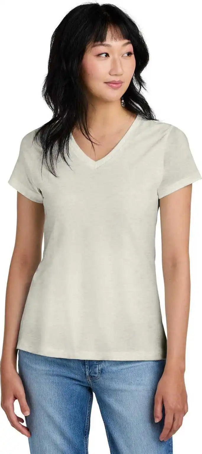 District Dm1170l Women’s Perfect Weight Vneck Tee - Oatmeal Heather