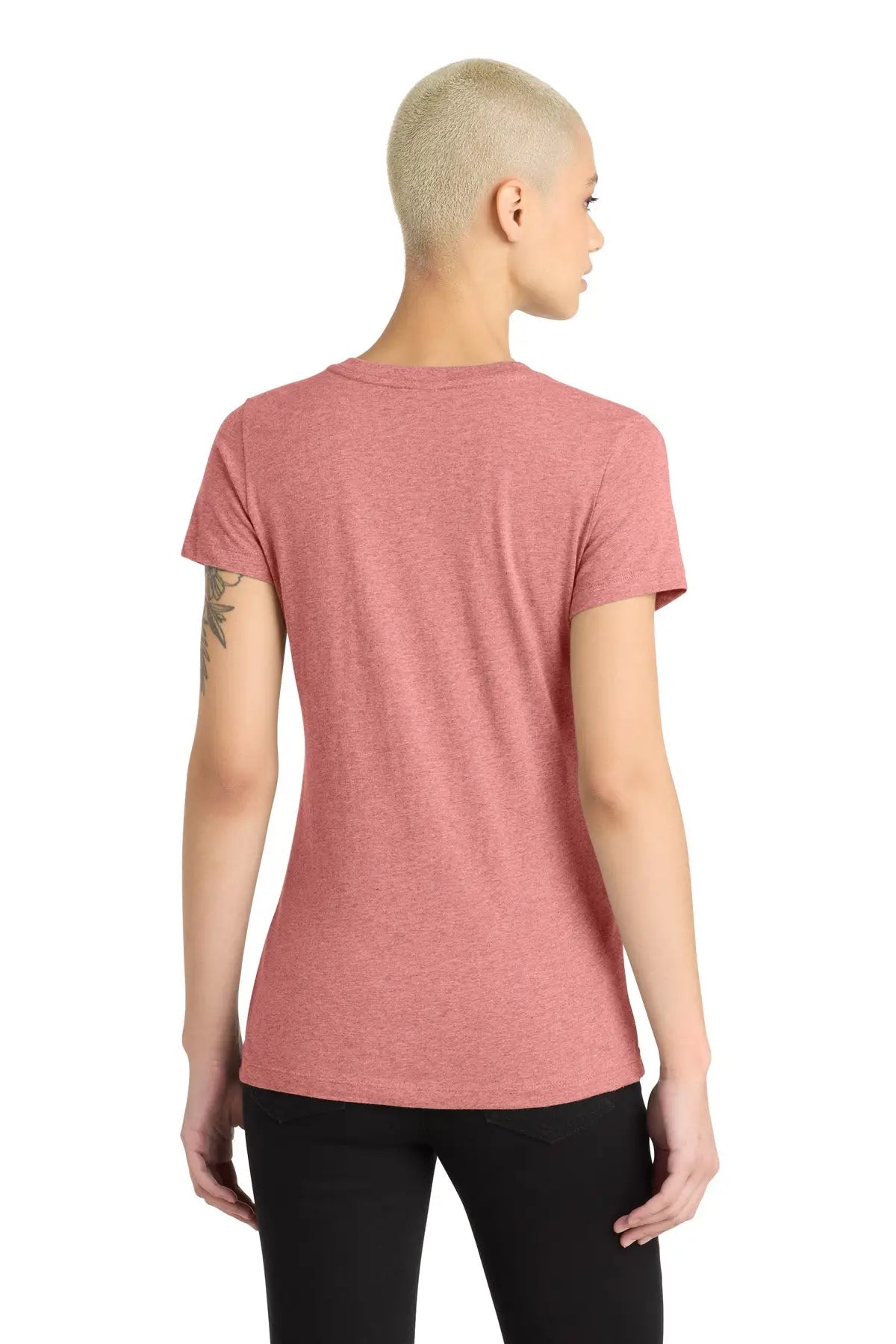 District Dm1190l Women’s Perfect Blend Cvc V-neck Tee - Blush Frost