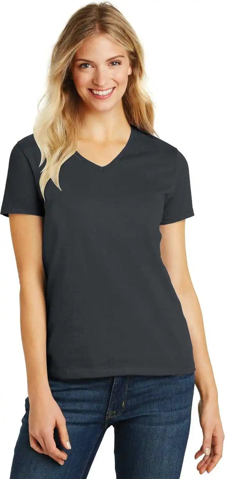 District Dm1190l Women’s Perfect Blend Cvc V-neck Tee - Charcoal