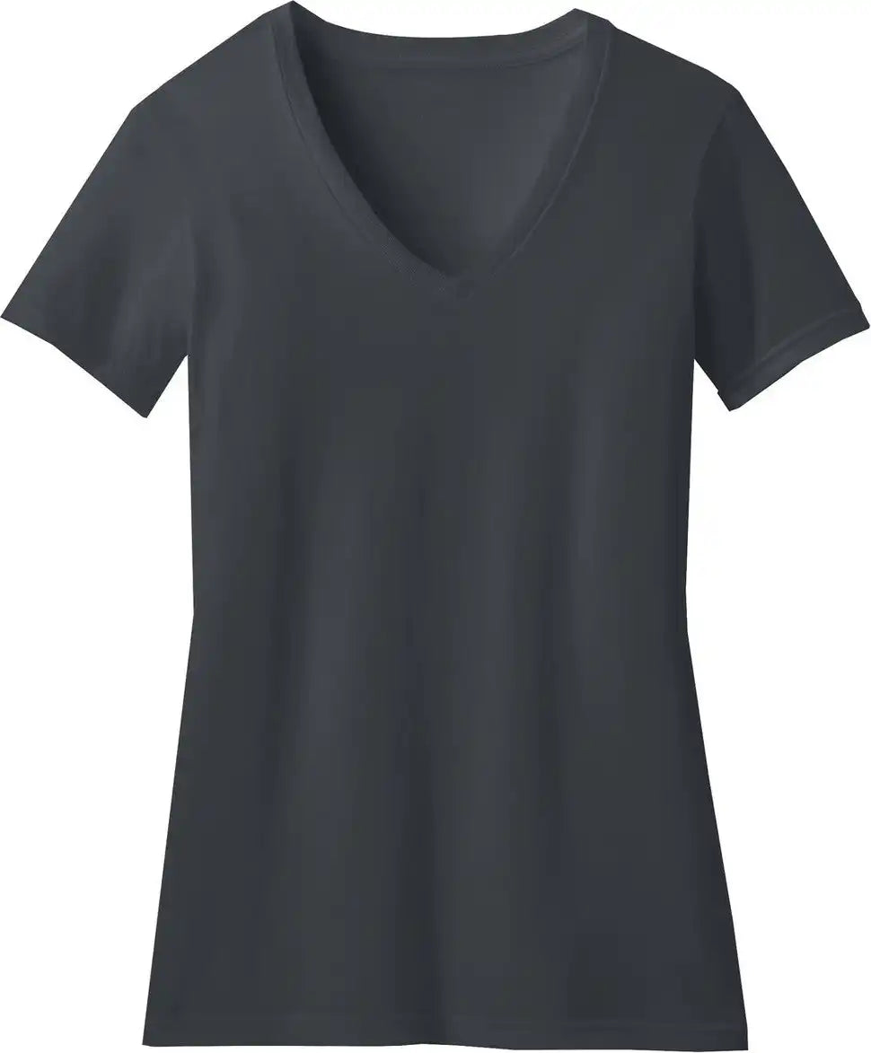 District Dm1190l Women’s Perfect Blend Cvc V-neck Tee - Charcoal