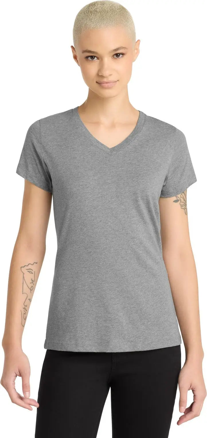 District Dm1190l Women’s Perfect Blend Cvc V-neck Tee - Gray Frost - Ladies Xs