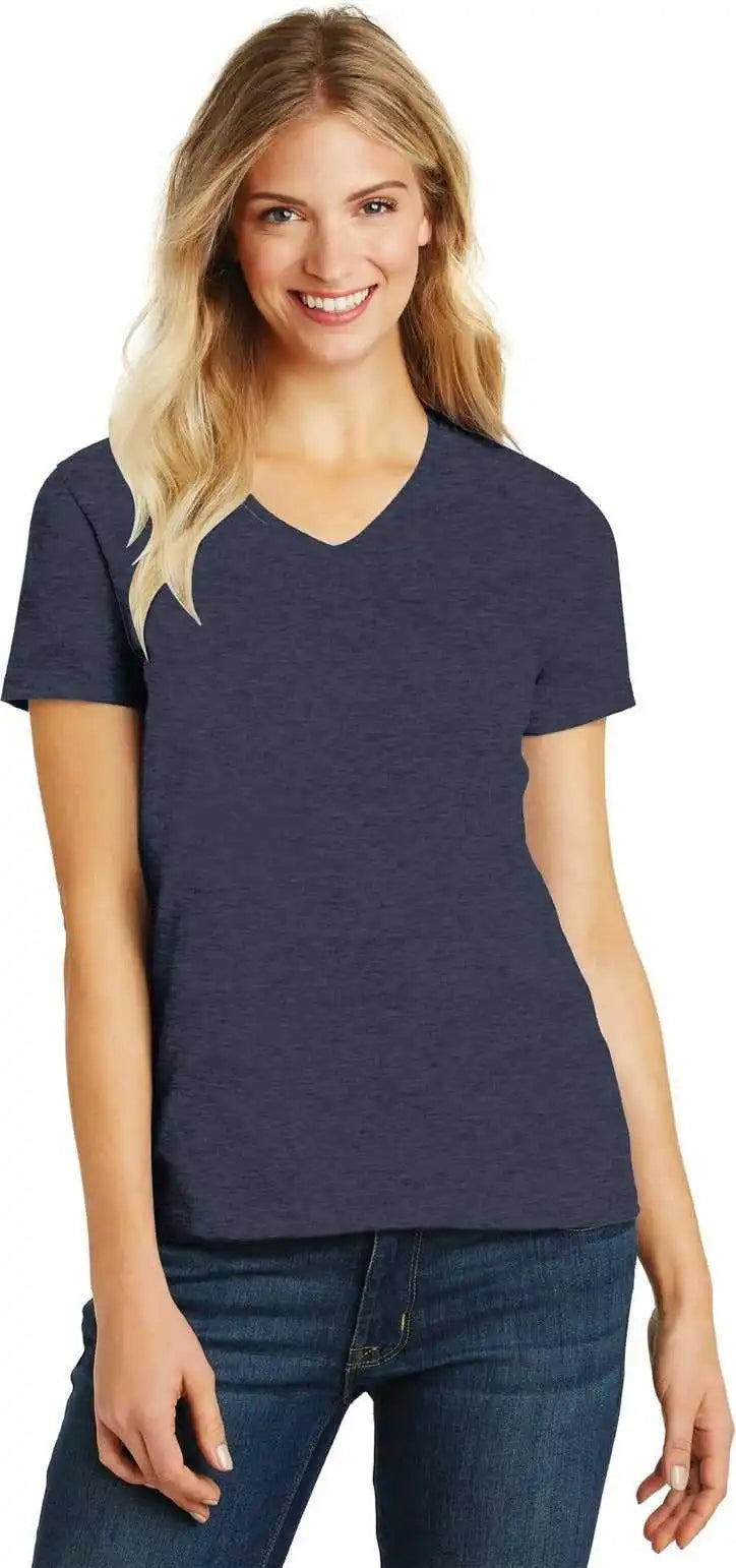 District Dm1190l Women’s Perfect Blend Cvc V-neck Tee - Heather Navy