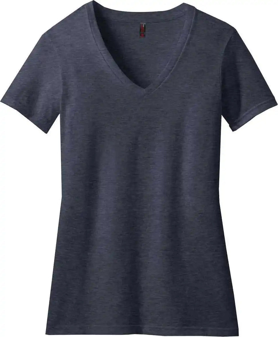 District Dm1190l Women’s Perfect Blend Cvc V-neck Tee - Heather Navy
