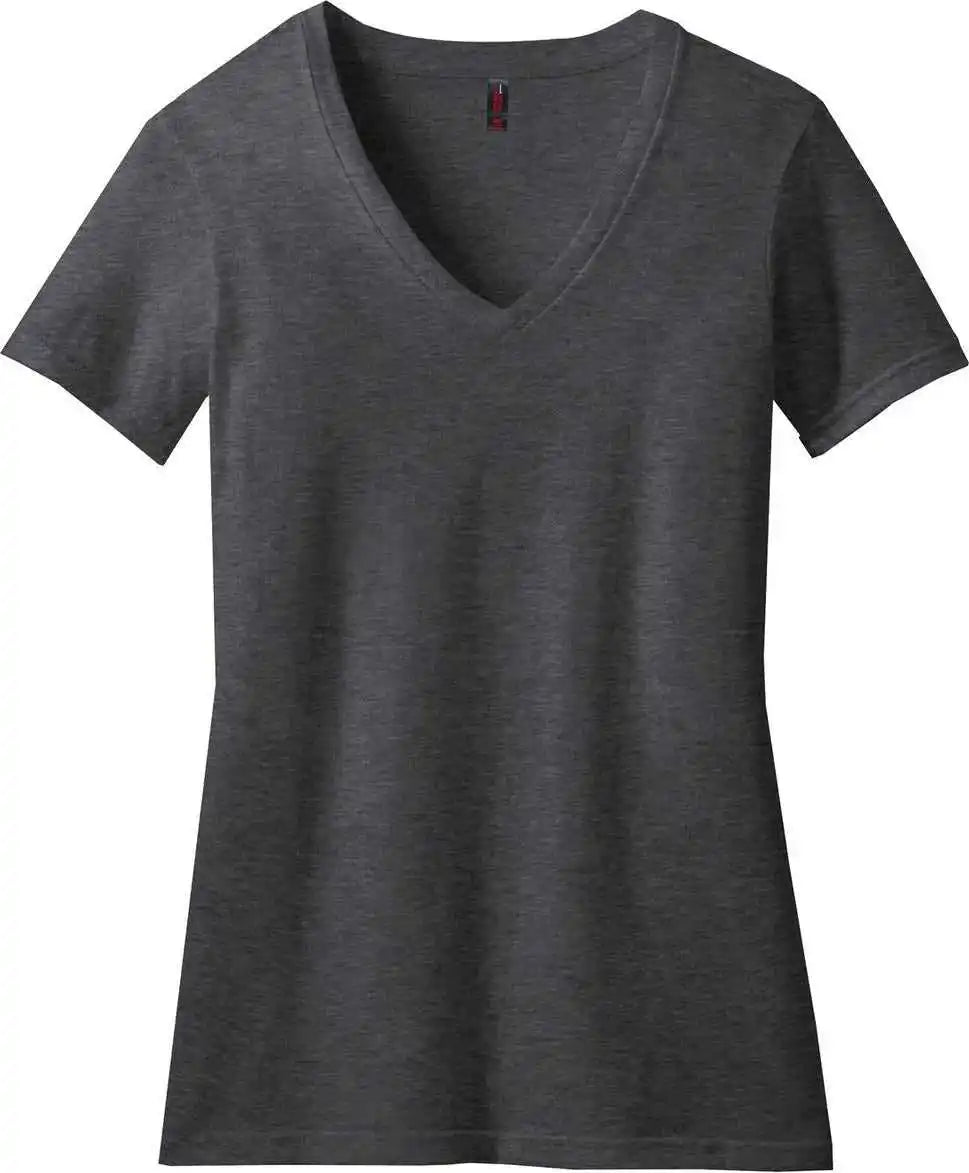 District Dm1190l Women’s Perfect Blend Cvc V-neck Tee - Heathered Charcoal
