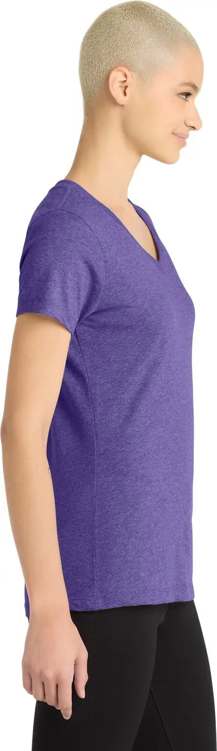 District Dm1190l Women’s Perfect Blend Cvc V-neck Tee - Heathered Purple