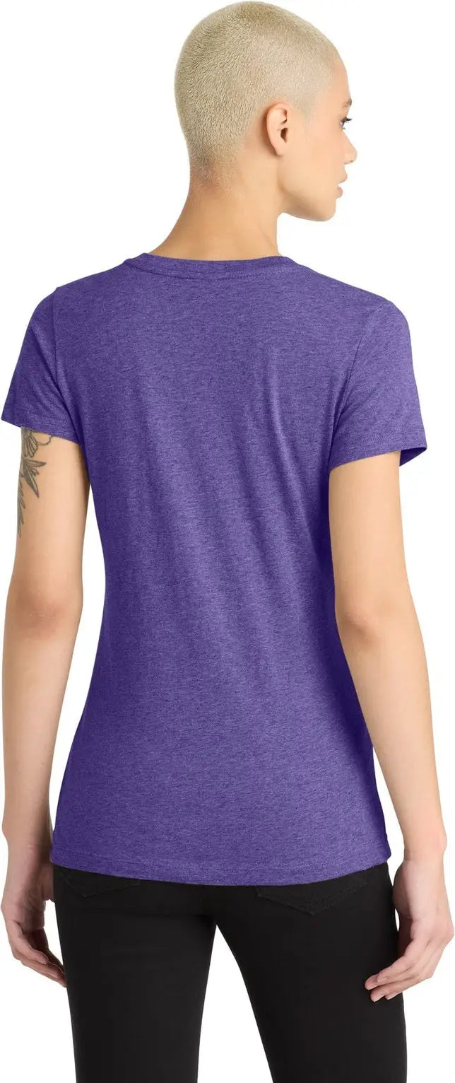 District Dm1190l Women’s Perfect Blend Cvc V-neck Tee - Heathered Purple
