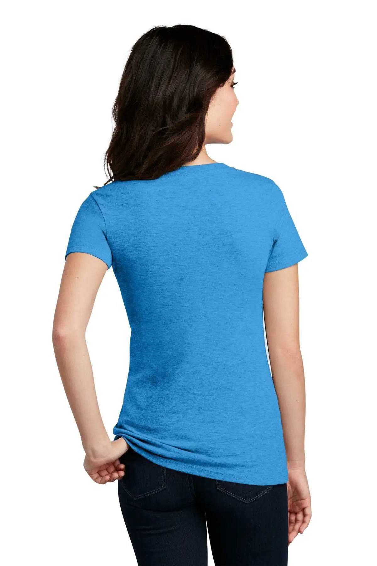 District Dm1190l Women’s Perfect Blend Cvc V-neck Tee - Heathered Bright Turquoise