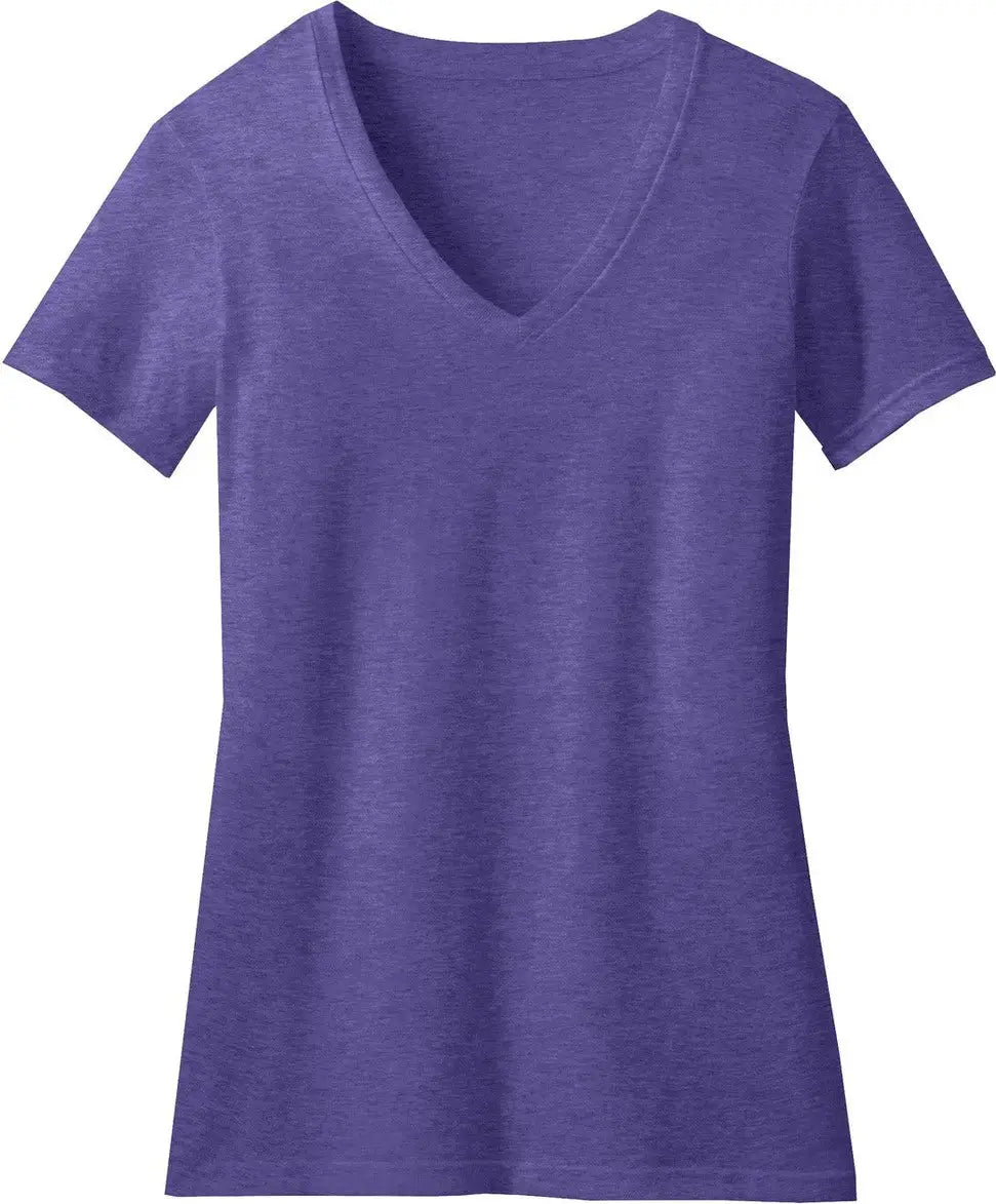 District Dm1190l Women’s Perfect Blend Cvc V-neck Tee - Heathered Purple