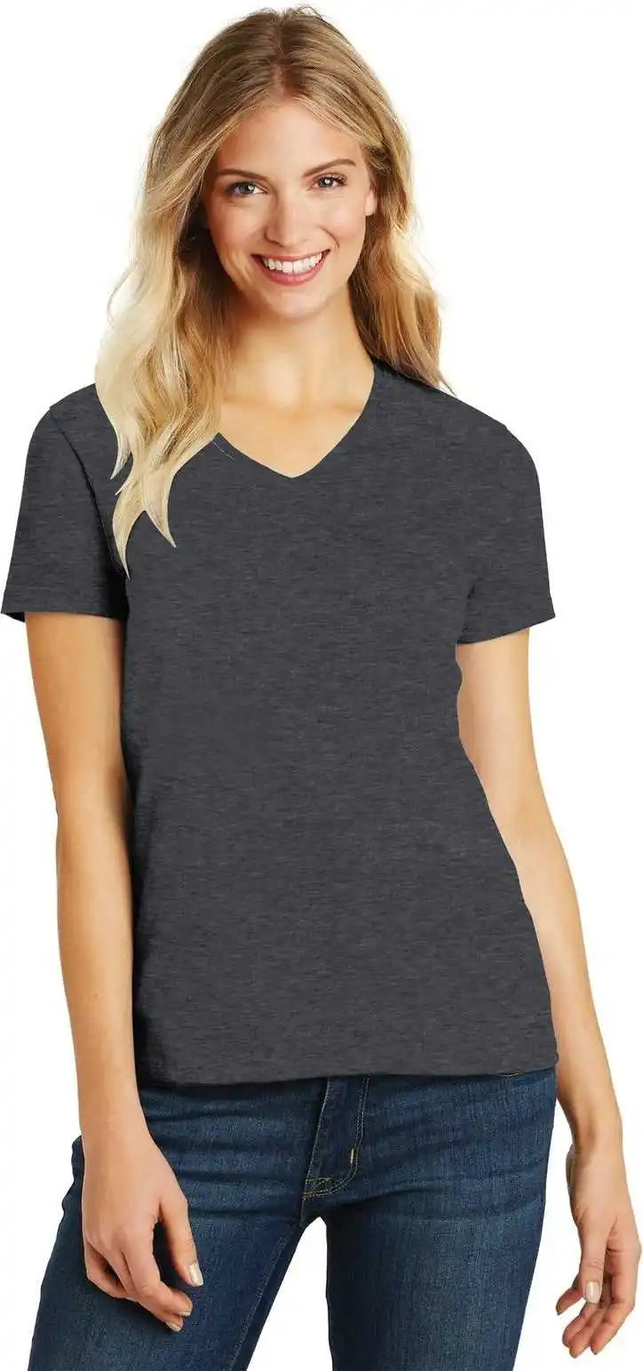 District Dm1190l Women’s Perfect Blend Cvc V-neck Tee - Heathered Charcoal