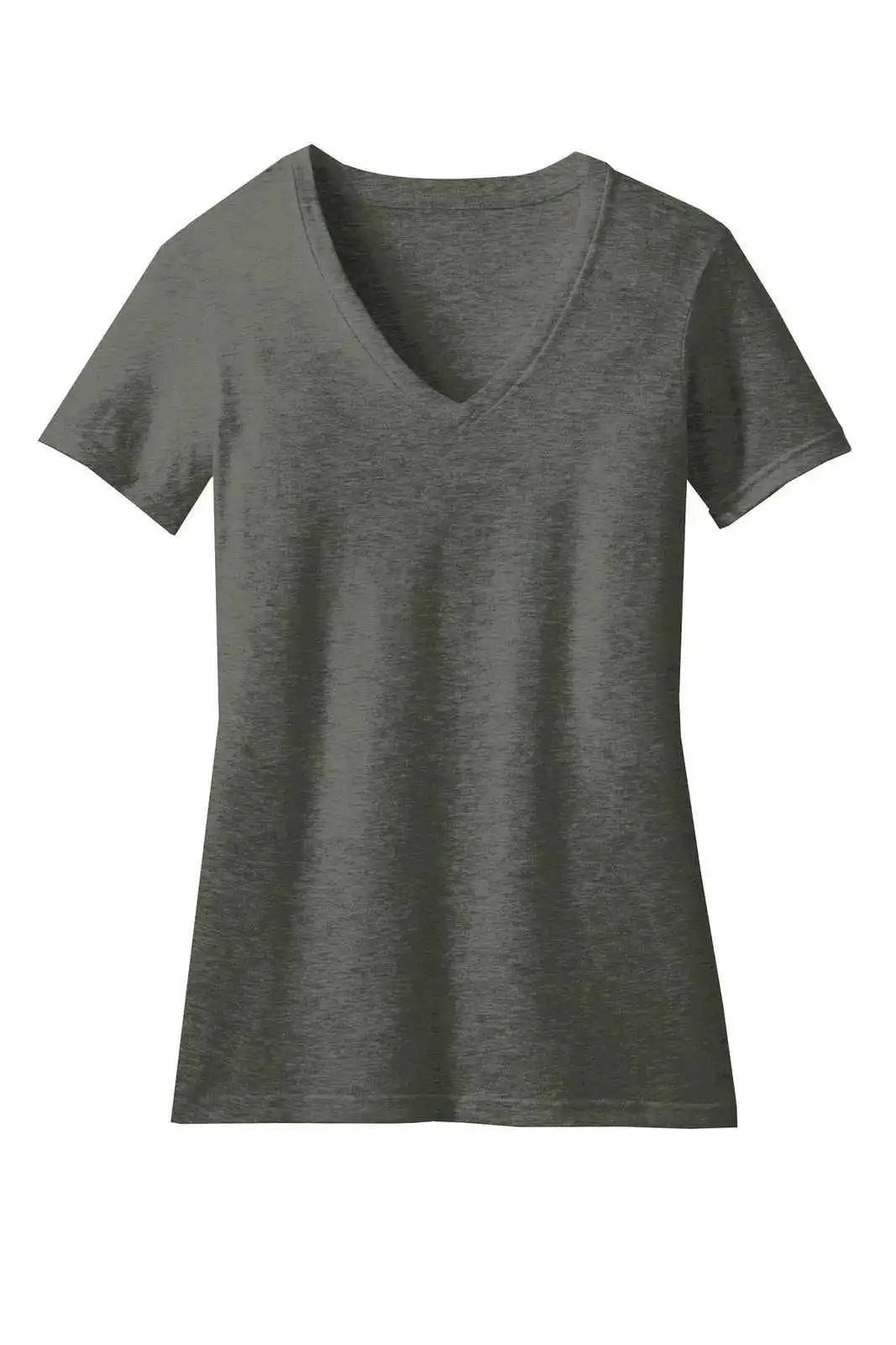District Dm1190l Women’s Perfect Blend Cvc V-neck Tee - Heathered Olive