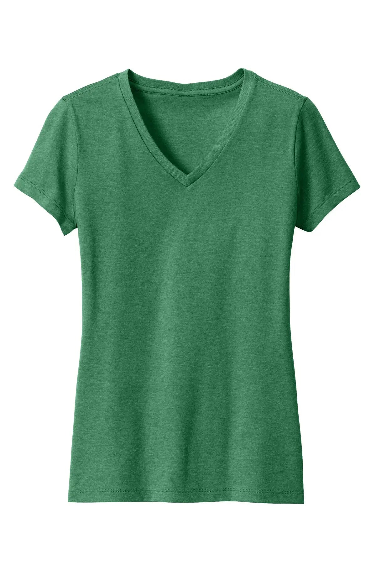 District Dm1190l Women’s Perfect Blend Cvc V-neck Tee - Heathered Kelly Green