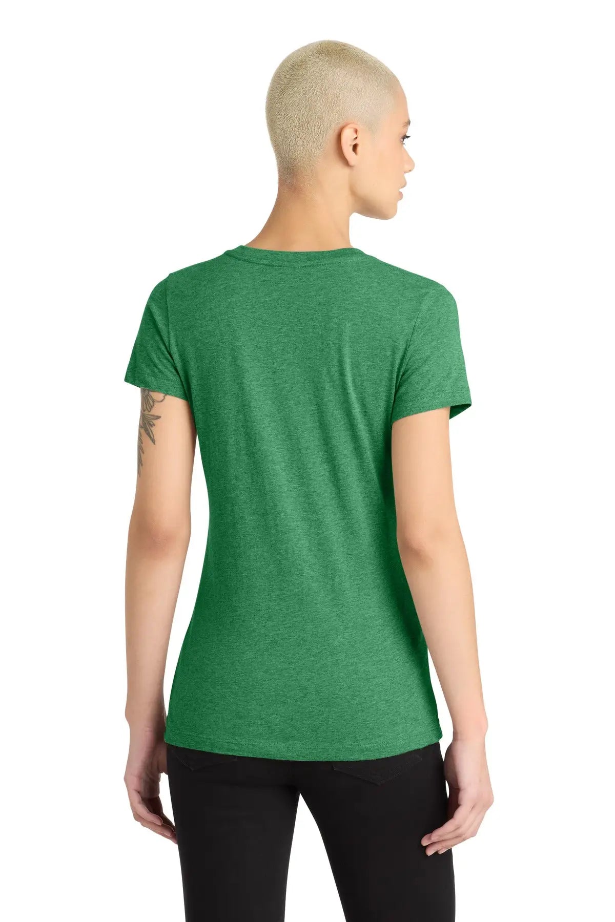 District Dm1190l Women’s Perfect Blend Cvc V-neck Tee - Heathered Kelly Green