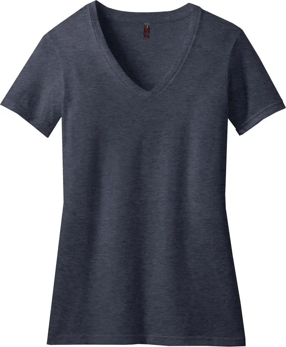 District Dm1190l Women’s Perfect Blend Cvc V-neck Tee - Heathered Navy