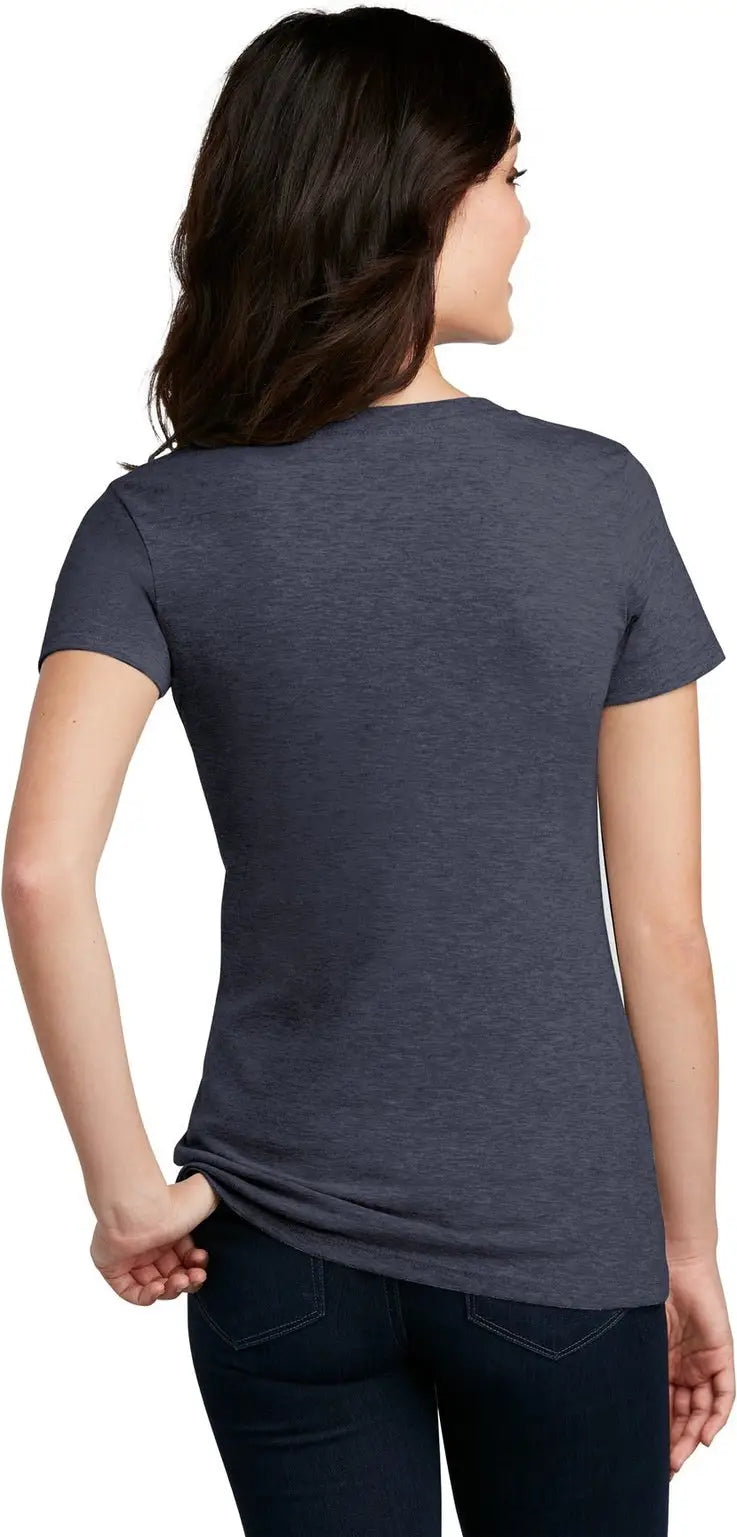 District Dm1190l Women’s Perfect Blend Cvc V-neck Tee - Heathered Navy