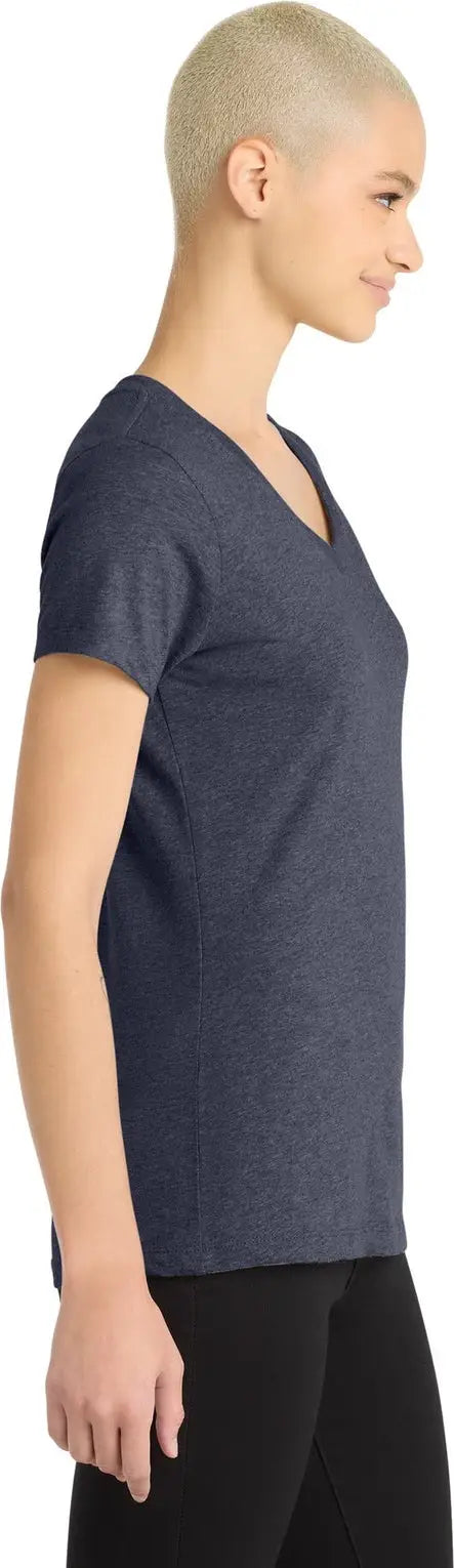 District Dm1190l Women’s Perfect Blend Cvc V-neck Tee - Heathered Navy