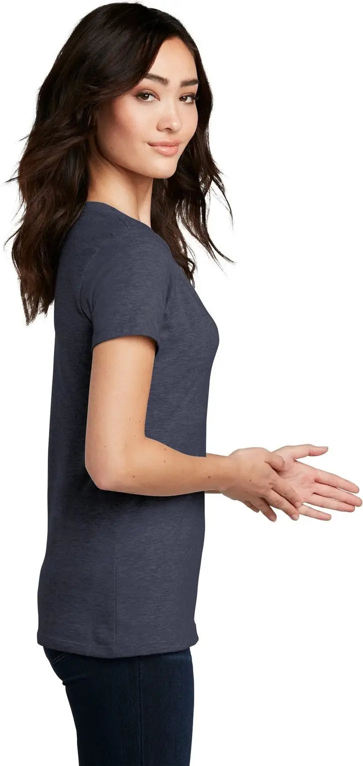 District Dm1190l Women’s Perfect Blend Cvc V-neck Tee - Heathered Navy