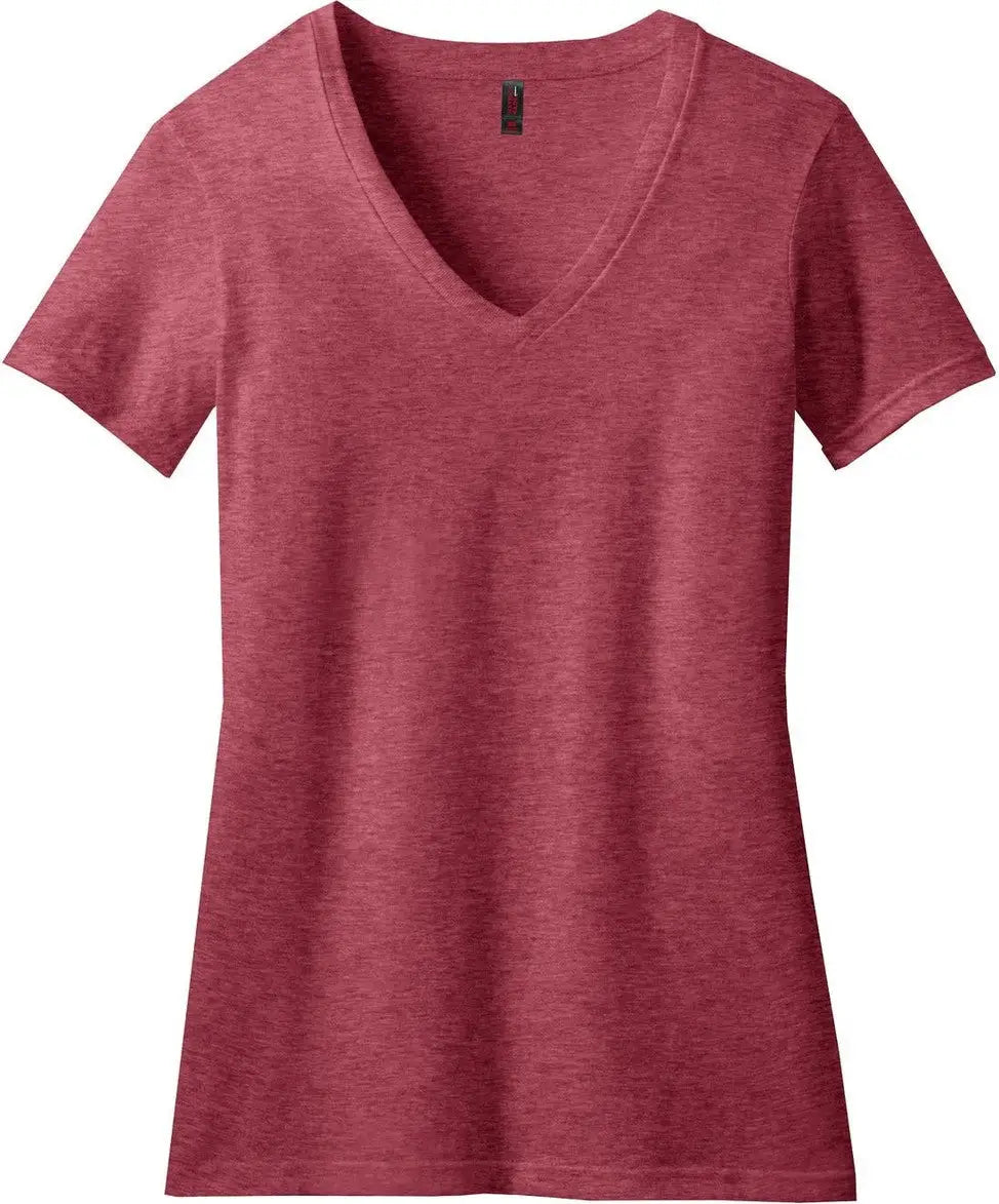 District Dm1190l Women’s Perfect Blend Cvc V-neck Tee - Heathered Red