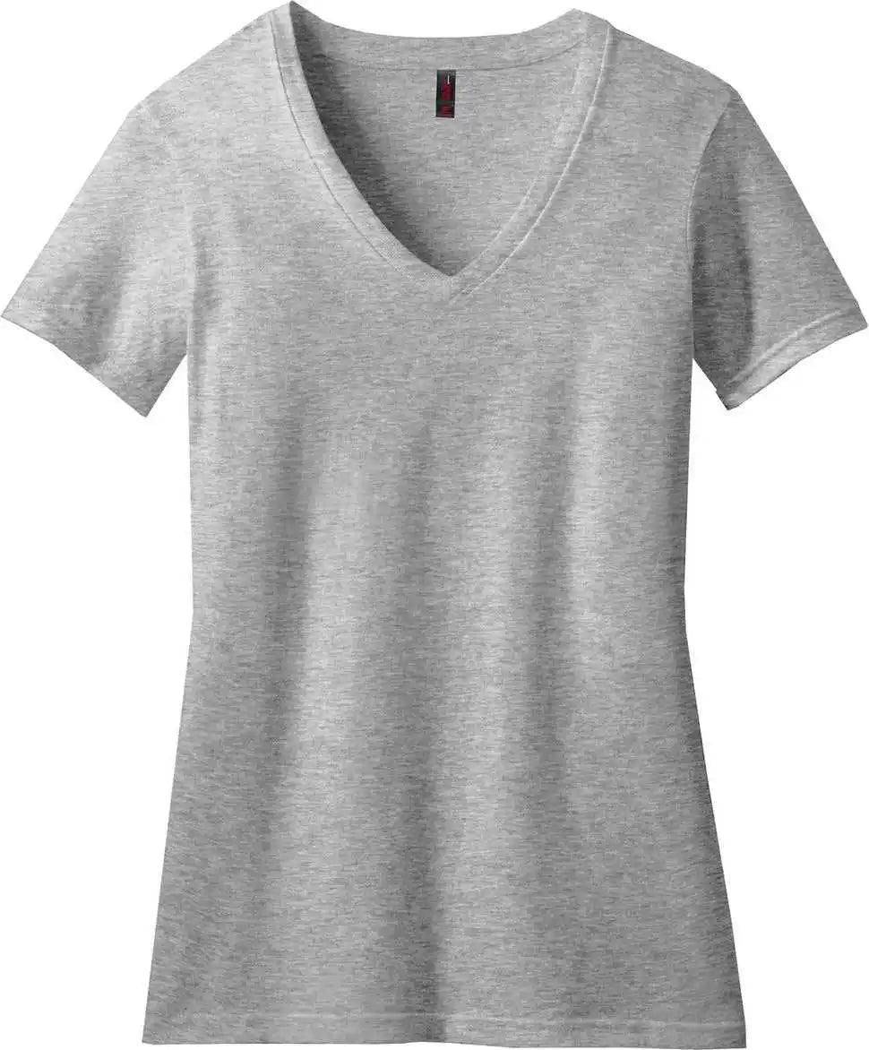 District Dm1190l Women’s Perfect Blend Cvc V-neck Tee - Light Heather Grey
