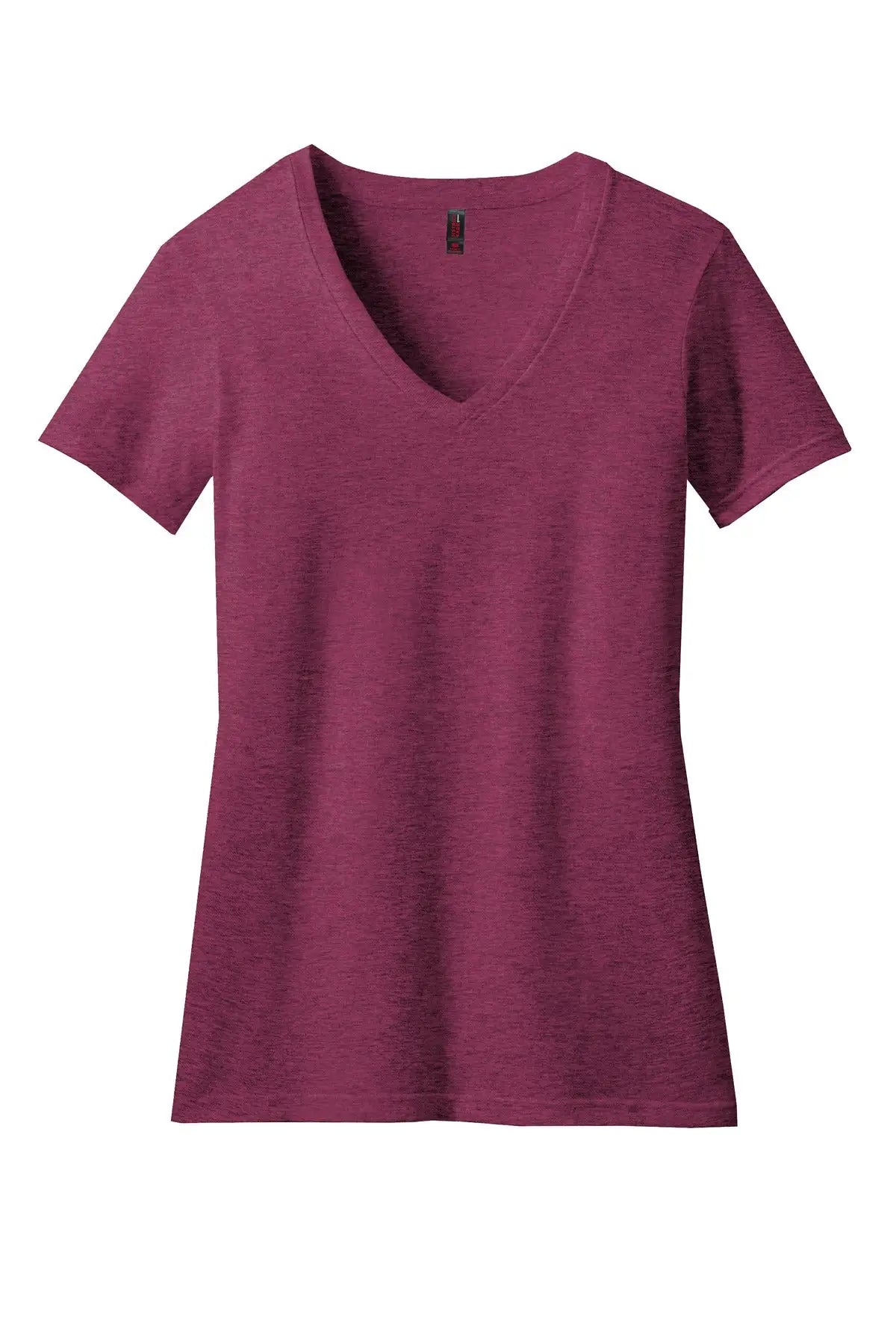 District Dm1190l Women’s Perfect Blend Cvc V-neck Tee - Raspberry Fleck