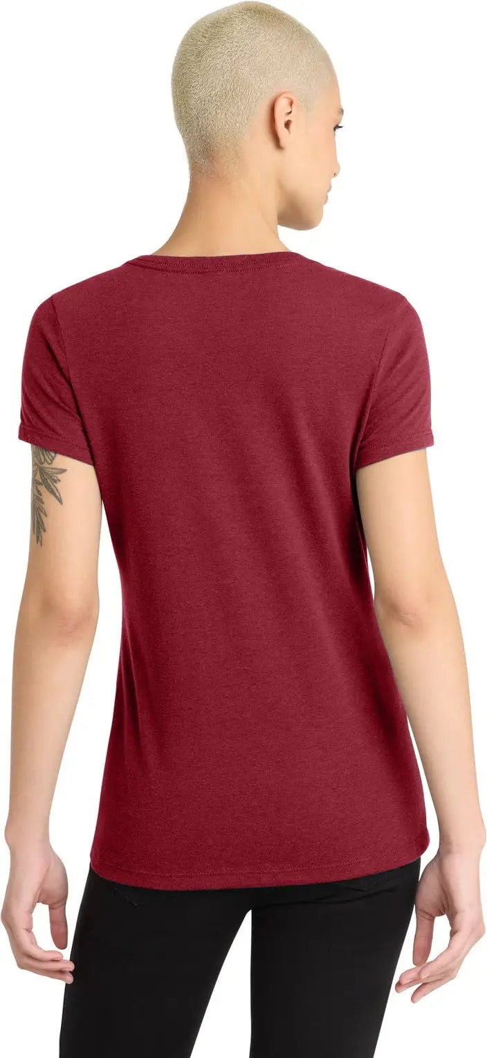 District Dm1190l Women’s Perfect Blend Cvc V-neck Tee - Red Fleck