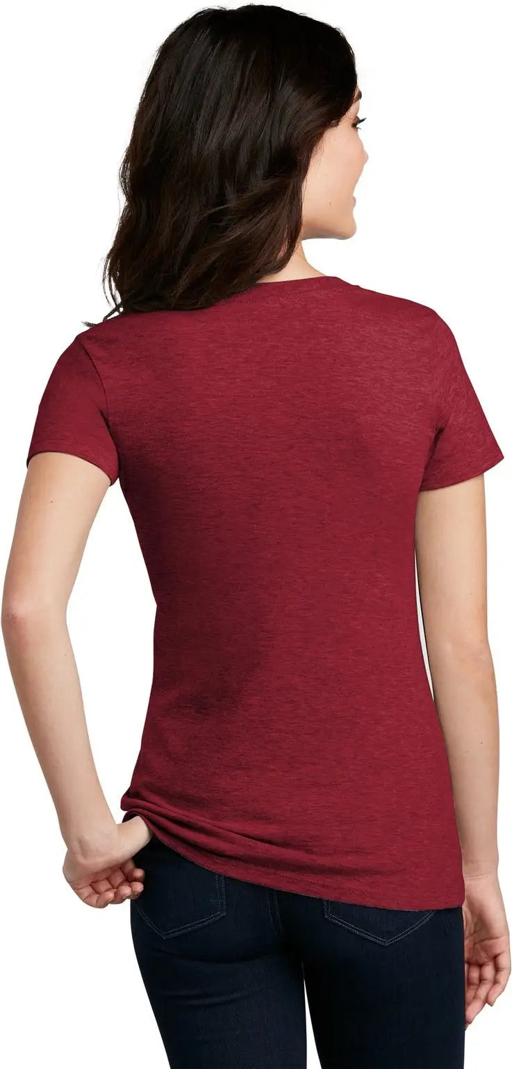 District Dm1190l Women’s Perfect Blend Cvc V-neck Tee - Red Fleck