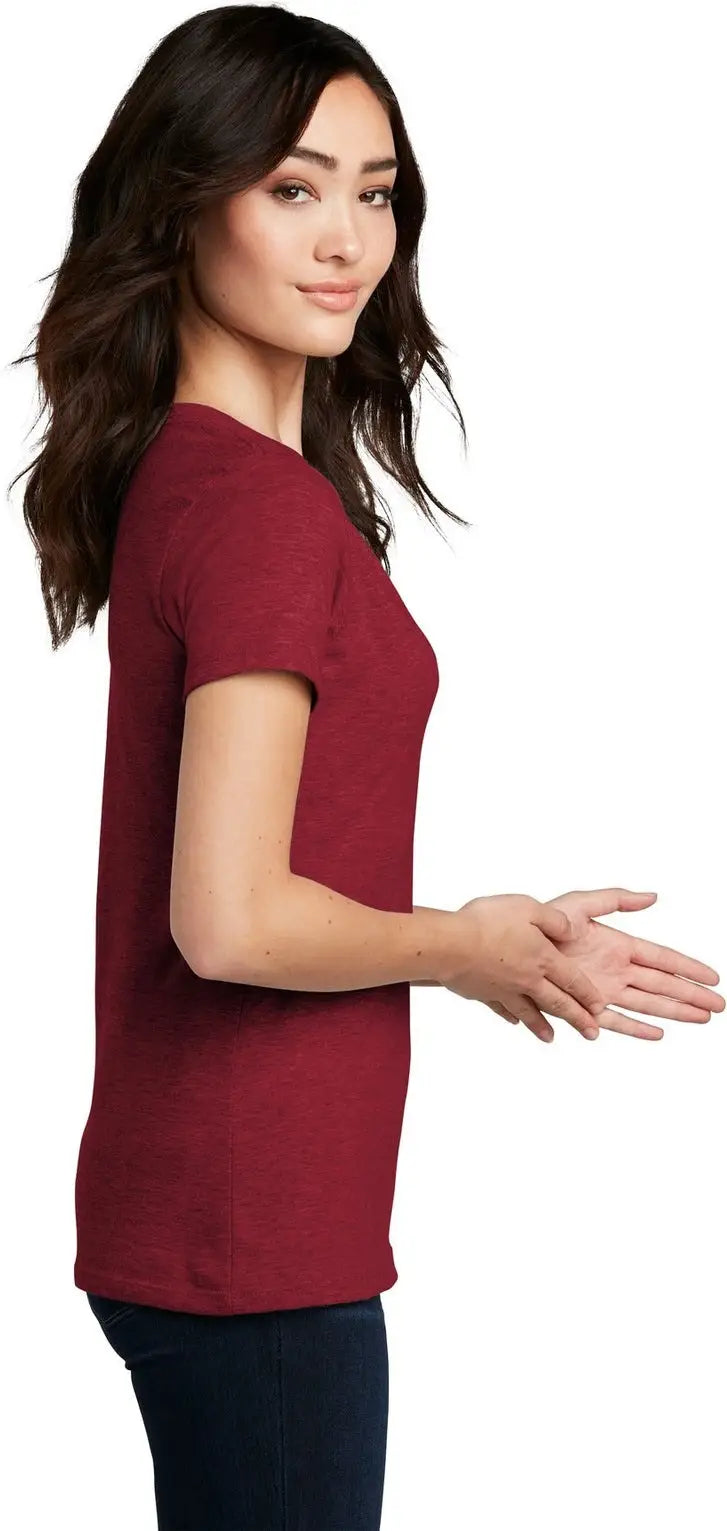 District Dm1190l Women’s Perfect Blend Cvc V-neck Tee - Red Fleck