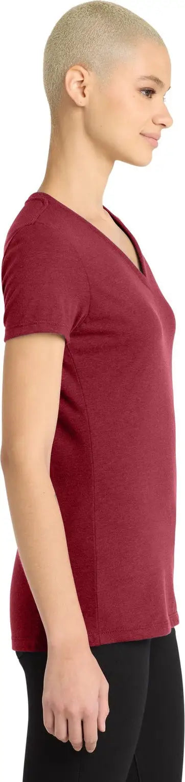 District Dm1190l Women’s Perfect Blend Cvc V-neck Tee - Red Fleck