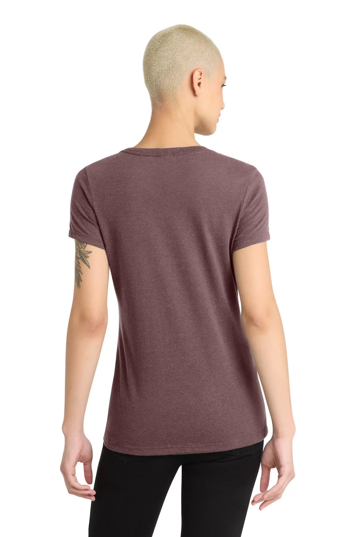 District Dm1190l Women’s Perfect Blend Cvc V-neck Tee - Rose Fleck