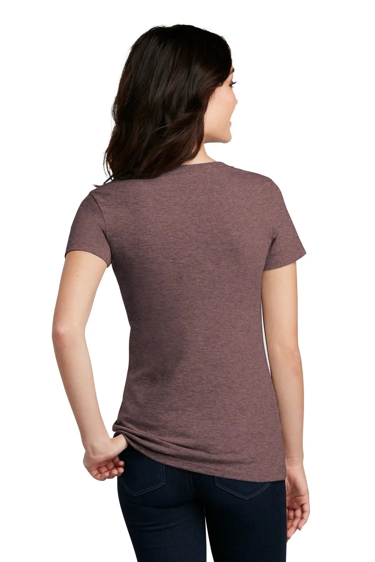 District Dm1190l Women’s Perfect Blend Cvc V-neck Tee - Rose Fleck
